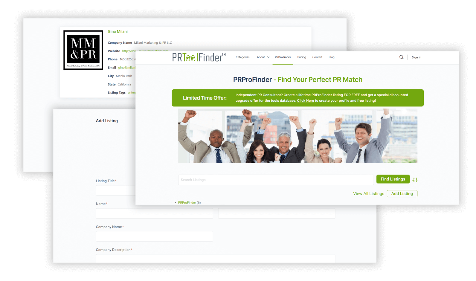 PRProFinder Screens